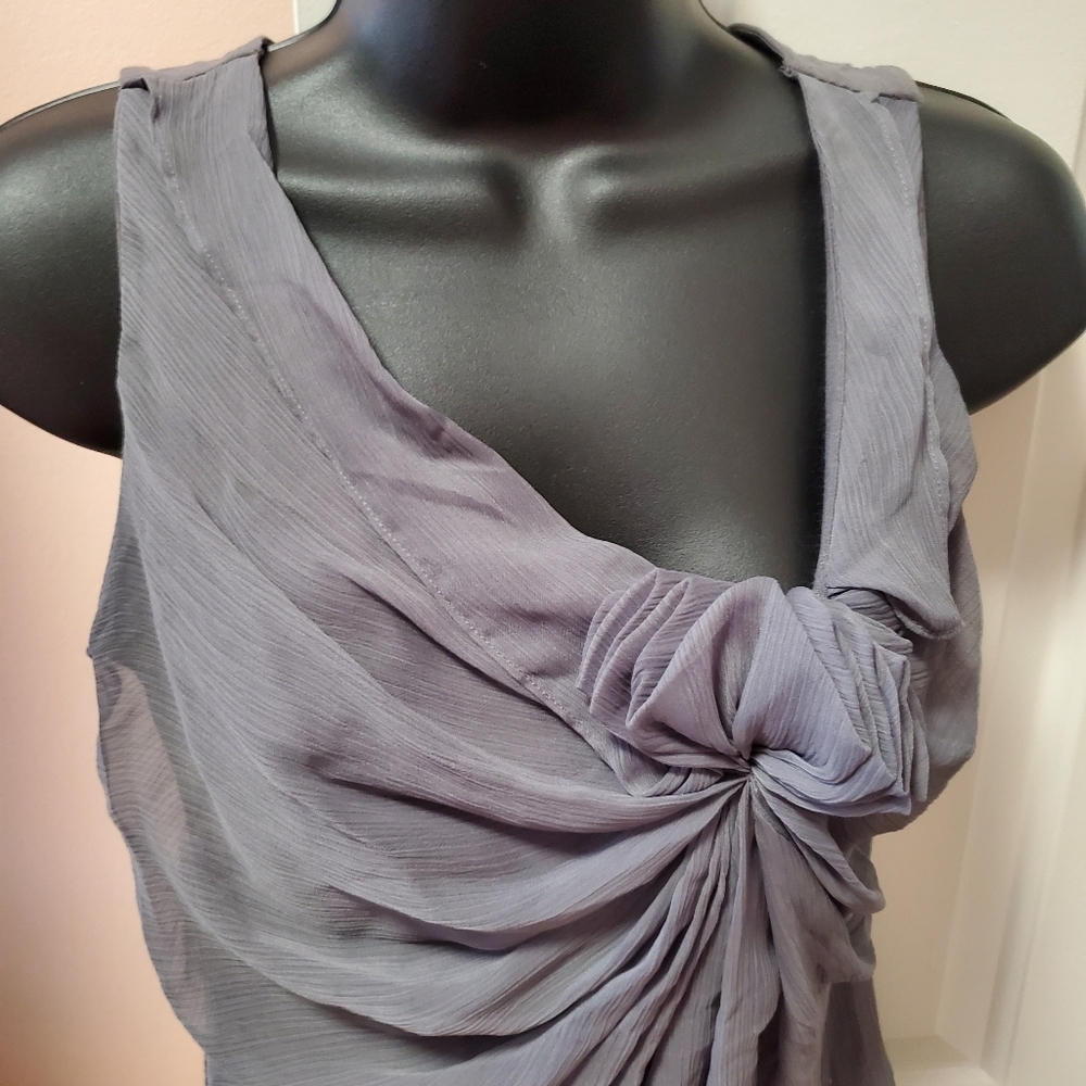 New York & Company Sleeveless Ruched Chiffon Top - Picture 2 of 13